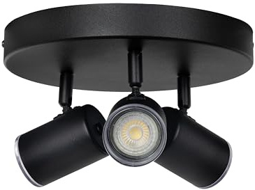 Eglo Spotlight bar Consuma 1, Bathroom Light Fitting with 3 Flexible Spots | round ceiling lamp kitchen made of black steel, GU10 socket, IP44