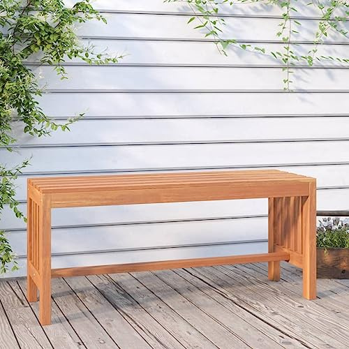 Bucmath Gartenbank 110 cm, Massivholz Eukalyptus, wasserabweisend, für Veranda, Terrasse, Garten, Balkon, natürliche Holz-Sitzbank