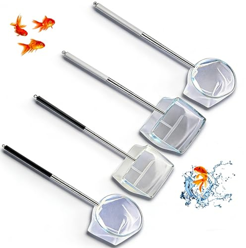 4 Stück Kescher Aquarium, Aquarium Kescher Klein Für Kleine Fische Und Garnelen, Praktisches Set Zur Reinigung Und Pflege Von Aquarien Und Kleinen Teichen, für Teich Fischbecken Kleine Pools