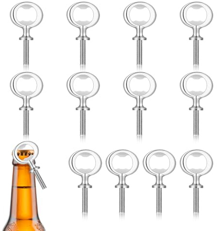 Pack of 12 Bottle Opener Blank, Beer Bottle Opener Set, Metal Thread Beer Opener Inserts Kits, Beer Corkscrew for Wedding, Home, Pub, Outdoor, DIY