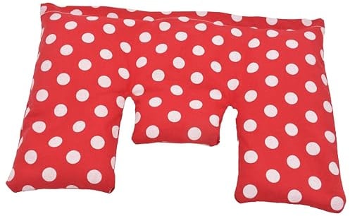 NATURMOOR Kirschkernkissen Nacken 40x25 cm–Medizinprodukt CE Wärmekissen Klasse I aus Baumwolle,natürliche Kirschkernfüllung,ergonomische Form,Wärme-&Kälteanwendung,Rot mit großen weißen Punkten