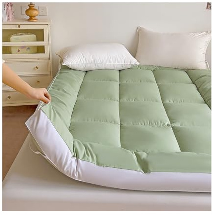 sur-Matelas Matelassé Et Respirant Épaisseur 10cm Housse De Matelas 140 X 190cm 180 X 200cm Fibre De Soja Surmatelas AVCE 4 Bandes d'angle Élastiques(B,KING-180X200cm)