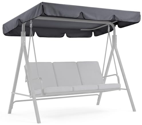 Aipwerer Techo de Repuesto para Columpio de Jardín (200×120cm) | Gris, Poliéster, Impermeable, Anti-UV, Para columpio de jardín de 3 plazas, Fácil de instalar