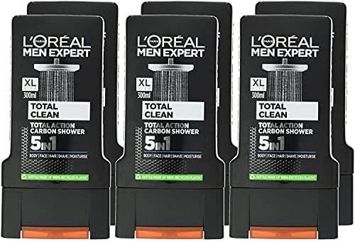 L'Oréal Paris Les Hommes Gel Douche Propre De 300Ml Totale Expert (Lot de 6),