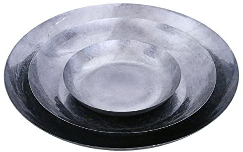 GIFTCOMPANY Gift Company 3er Set Schalen Madras, mitternachtssilber-strukturiert, Flache Form | GC-77712
