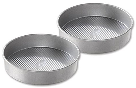 USA Pan Bakeware Round Cake Pan, 9 inch, Nonstick & Quick Release Coating, Made in The USA from Aluminized Steel, Set of 2
