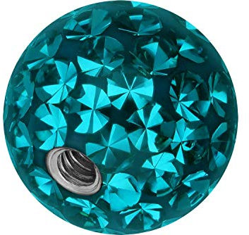 PIERCINGLINE Universelle Schraubkugel KRISTALLE + EPOXY Piercing Aufsätze Kugel Ersatz Zirkonblau 6 x 1,6 mm