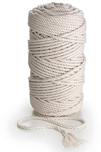 MB Cordas Corde Macramé 6mm 140 m - Cordon en Coton Naturel 3 Brins - Ficelle de Macramé, Crochet, Tricot - Sac à Main, Panier, Attrapes-rêves - Blanc Écru Ivoire