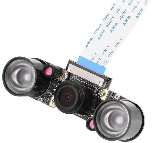 Tangxi Professionelles Kameramodul für Raspberry Pi mit 5MP 1080p Kamera + OV5647 Chip + Einstellbarer Fokus + 160 ° Weitwinkel-Fisheye-Objektiv + Fülllicht, Video-Webcam für Raspberry Pi 3/2 / B +