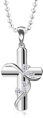 fish Sterling-Silber Kreuz-Anhänger Mit Zirkonia Steinen Für Kinder Verstellbare Halskette