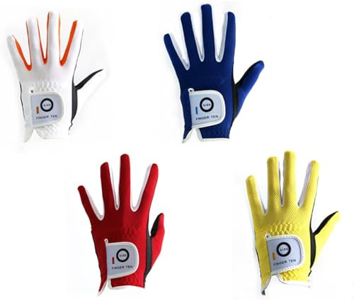 FINGER TEN Golf Gloves Kids Rain Grip 2 Pack(Red,Left,M)