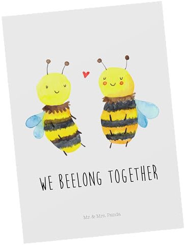Mr. & Mrs. Panda Postkarte Biene Verliebt - Geschenk, Einladung, Wespe, Geburtstagskarte, Einladungskarte, Hummel, Ansichtskarten