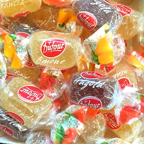 Primizie di Frutta Senza Glutine - Caramelle Gelatine Elah Dufour Kg 2 - Gelèes assortite ai gusti: Arancia. Limone. Pesca e Fragola - Confezione da 220 caramelle
