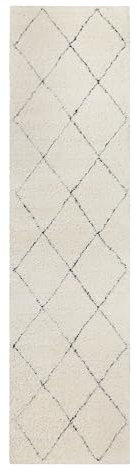 Wecon Home, Moderner Hochflor Teppich - Läufer im Berber Style für Wohnzimmer, Flur, Schlafzimmer Studio Two (80 x 300 cm, Creme beige)