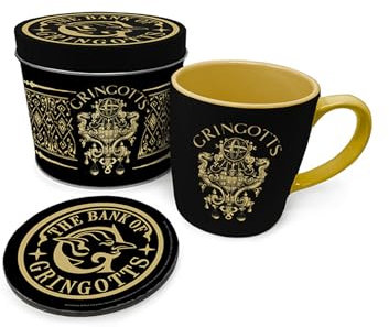 HARRY POTTER Gringotts Bank Geschenkset mit Tasse und Untersetzer in wiederverwendbarer Geschenkdose - Offizielles Lizenzprodukt