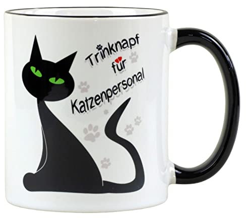 Fördeblau Lustige Katzentasse 'Trinknapf für Katzenpersonal' - Geschenk für Katzenliebhaber und Katzenbesitzer mit Katzen-Motiv, 330 ml, Spülmaschinenfest