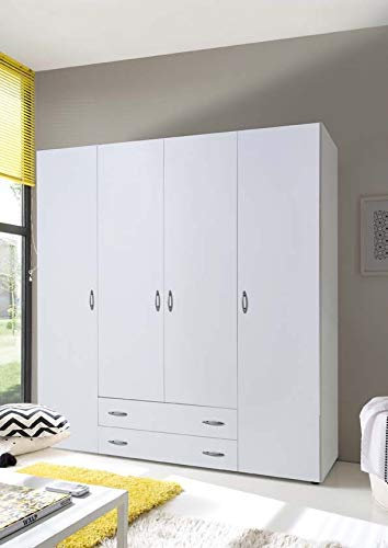 möbelando Schlafzimmerschrank Schrank Kleiderschrank Hamina IV Weiß