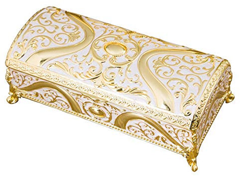 Joyero rectangular europeo, caja de joyería de princesa, boda, cumpleaños, color blanco (mediano)