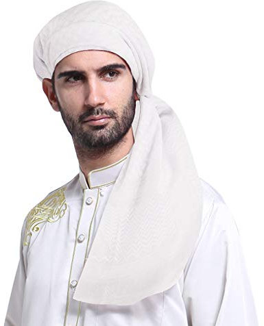 FakeFace Männer Hijab Kopftuch Islam Hijab Herren Halstuch Schal Islamische Arabisch Kopfkappe Muslim Kleidung Schal Sommer Turban Kopfbedeckung Kopf Wraps