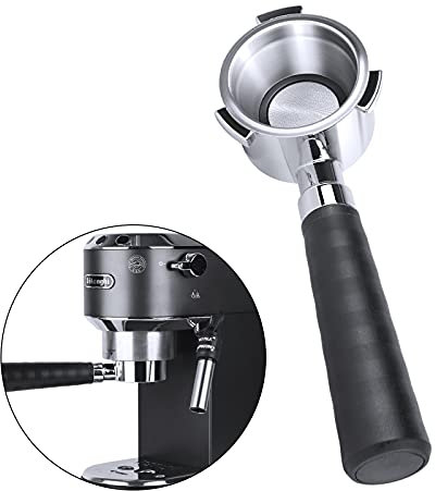 51mm Coffee Bottomless Filter, Reusable Coffee Filter Holder, Stainless Steel Portafilter Professional Espresso Machine Handle Tools for Delonghi Espresso Machines EC0680, EC0685