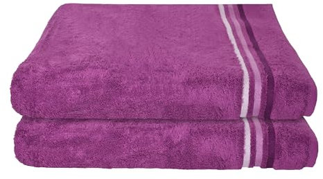 Schiesser Frottier Duschtuch Skyline Color im 2er Set | 100% Baumwolle aus nachhaltiger Produktion | saugstark, weich, farbecht | 70x140cm | Violett