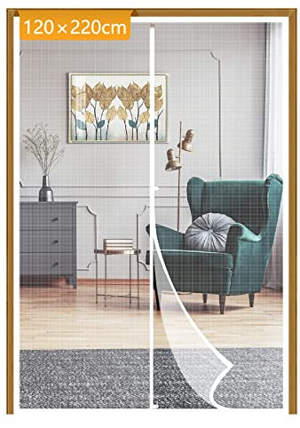 Yotache Fly Screen Door 120 x 220 cm, Reinforced Polyester Anti-Tearing Insect Fly Mesh for Back Door Pet Friendly Easy to Install, White