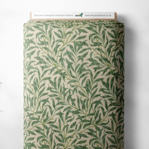 100 % Baumwolle William Morris Weidenzweig bedrucktes Design Quilten Basteln Kleid Qualität Nähstoff Material | 140 cm breit (Meterware, Duckegg)