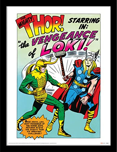 Pyramid International Marvel Comics Thor Gerahmter Kunstdruck, Sammler-Edition (Vengeance of Loki) 30 cm x 40 cm – Offizieller Merchandise-Artikel