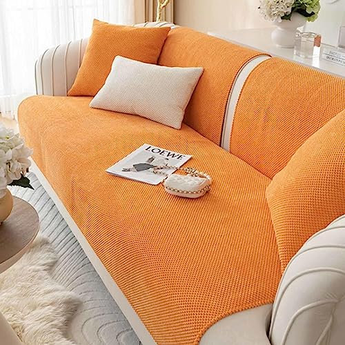 MTHGH Sofabezug Sofaschoner Couchbezug L Form rutschfeste Sofaschutz Wasserdichter Sofasitzbezug Sofa Sitzkissenbezug Sofa Überwurfdecke,orange-70x90cm