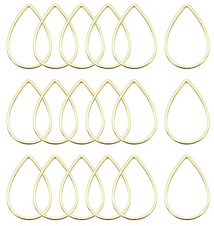 sourcing map 20 Stück Rahmen Anhänger, Ohrringe, 14x22mm, Messing Ton | Selber Machen, Ohrringrahmen, Ring Anhänger Verbindungsringe, Tropfen Hohlrahmen Schmuckherstellung, Halskette