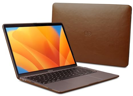 Dreem Euclid MacBook Air Case - 13-Inch Laptop cover rigido per MacBook Air 2022 (M2), pelle vegana di lusso, copertura superiore e inferiore per una maggiore protezione - Cioccolato