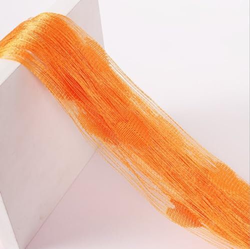 Wambere 2 Stück Fadenvorhang 1m x 2m Fadengardine mit Herzmuster Türvorhang Fenstervorhänge Hängender Vorhang Gardinen Curtain Fensterdekoration für Wohnzimmer Trennwanddekoration,Orange