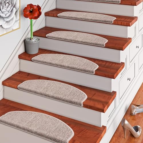 Snapstyle Natur Sisal Stufenmatte Halbrund Einfarbig, Größe/Ausführung/Menge:18x56 cm (halbrund) 1 Stck., Farbe:Kies