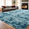 ISMOL Tapis à Poils Longs Doux et Moelleux, 160 x 230 cm, pour Salon, Chambre à Coucher, Lavable, antidérapant, pour l'extérieur, Le Couloir, Moderne (Bleu)