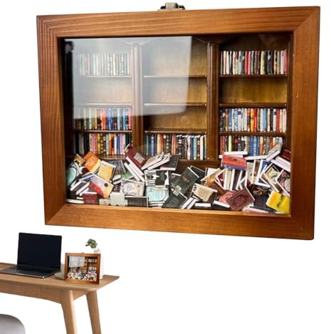 Anxiety Bookshelf, Kreative Dekompressions Bücherregal Ornamente, Hölzerne Bücherregal Display Rahmen, Angst Bücherregal Miniatur mit Holz Bücherregal, Angst Bücherregal Dekor für Buch Liebhaber