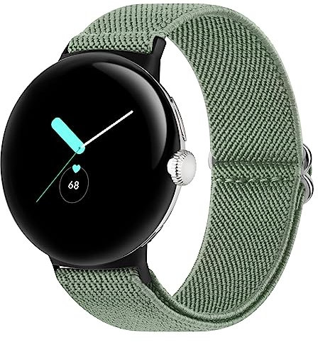 Oumida Bracelet Compatible avec Google Pixel Watch 2 / Pixel Watch, Réglable et Confortable, Bracelet de Sport Nylon Élastique pour Pixel Watch 2/1, Vert avocat