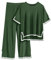 Tuopuda Completi da Donna in 2 Pezzi Tuta Maglia Top a Maniche Corta con Spacco Autunno Larghi Lavorati a Maglia per Il Tempo Libero Set con Pantaloni, Verde, S