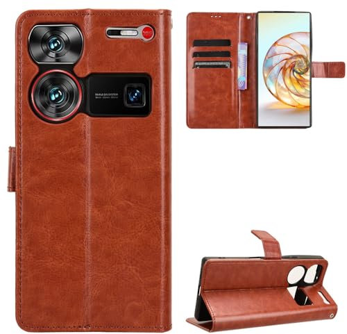BellaCase ZTE Nubia Z60 Ultra Coque [Étui Portefeuille] [Fonction Support] [Slots pour Cartes] [Couverture à Rabat Magnétique] Compatible avec Le Smartphone ZTE Nubia Z60 Ultra(Marron)