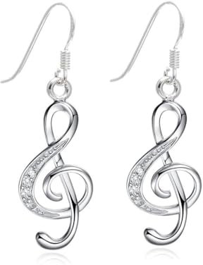 Wedity Zarte Musik Note Dangle Ohrringe Silber für Frauen Mädchen