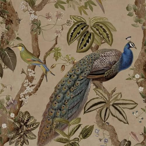 Holden Decor Peacock Woods Taupe Wallpaper 13680