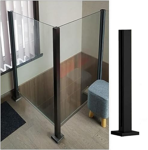 PAUANI Treppen Handläufe - Treppengeländer, Geländer-Zaunstangenhandlauf aus Edelstahl 304, vertikaler Glaspaneelpfosten für Innen/Außen/Loft/Villa, mit quadratischer Basis(End Post,145cm)