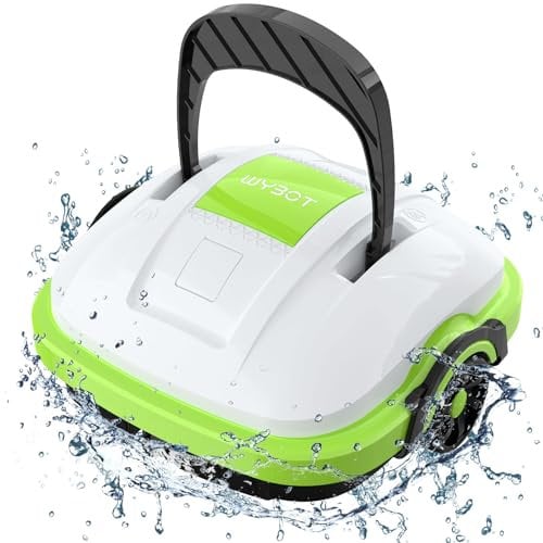 WYBOT Robot de Piscine sans Fil avec Double Moteur, Auto-stationnement, Forte Puissance d'aspiration Aspirateur de Piscine pour piscines Hors-Sol ou encastrées jusqu'à 50 m²