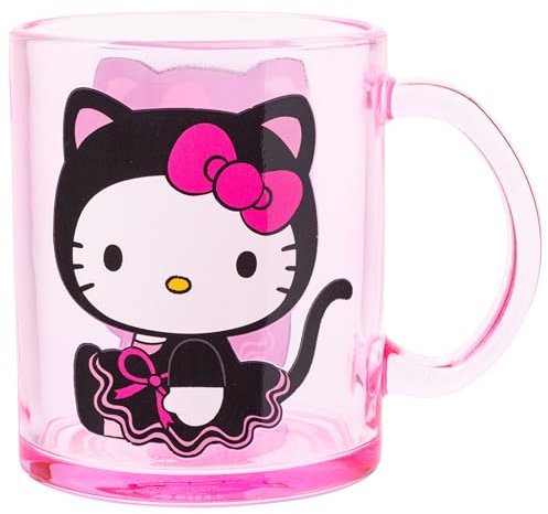 Silver Buffalo Sanrio Hello Kitty Halloween Tasse à café en verre Motif chat noir 500 ml