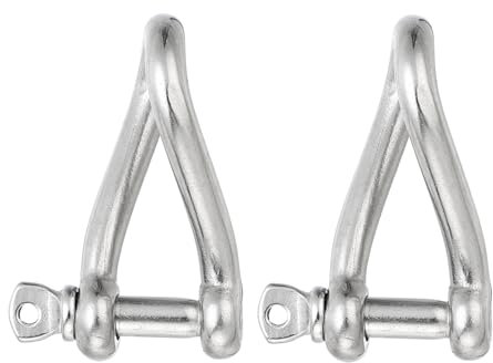 PATIKIL 316 Stainless Steel Twist Shackle 5/32 4mm, 2 Pack 198 Lbs Load Screw Pin Shackles for Traction Steel Wire Ropes Marine Handling Accessories