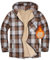 Xnova Herren Thermohemd Jacke Fleecefutter mit Kapuze, Casual Reißverschluss Karierte Mantel Langarm, Winterjacke Kapuzenpullover Flanellhemd Warm Holzfällerhemd Arbeitshemd Hoodie (Bronze, L)