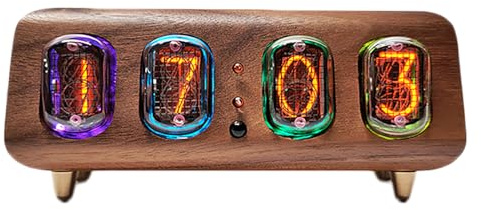 CHANGLKJ Vintage-Nixie-Röhrenuhr, RGB-Glühröhrenuhr Mit Kupfer-Touch-Taste, Fernbedienung/App-Steuerung, Helligkeit Automatisch Einstellbar Und Hochgenaue Zeit, Für Sammlung, Geschenk, Dekoration