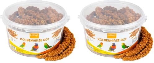 petifool Kolbenhirse rot 500g - Einzelfuttermittel für alle Ziervögel - Vogelfutter - 100% Natur (Packung mit 2)
