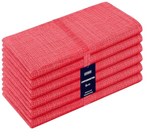 Cottoniva 6er-Set Stoffservietten - Für Familienessen, Feste, Partys & den täglichen Gebrauch - Weich Gemütlich Maschinenwaschbar 100% Baumwolle Servietten 50x50 cm Rot