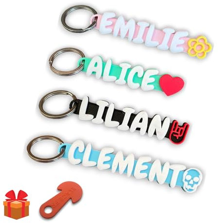 ELACE Porte Clé Personnalisé Avec Prénom - 10 Couleur 50 Logos Au Choix - Cadeau Unique Personnalisé Porte Impression 3D