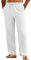 COOFANDY Herren Leinenhose mit Kordelzug Leinen Hose Männer Loose Sommerhose Herren Leicht Schlupfhosen Freizeithose Stoffhose Strandhose Yogahose Linen Pants Weiß 3XL